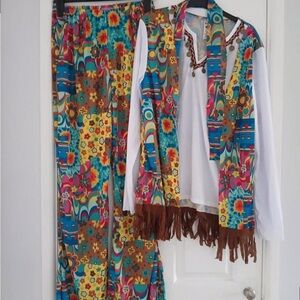 Vibrant Patterned Vest and Pants Set